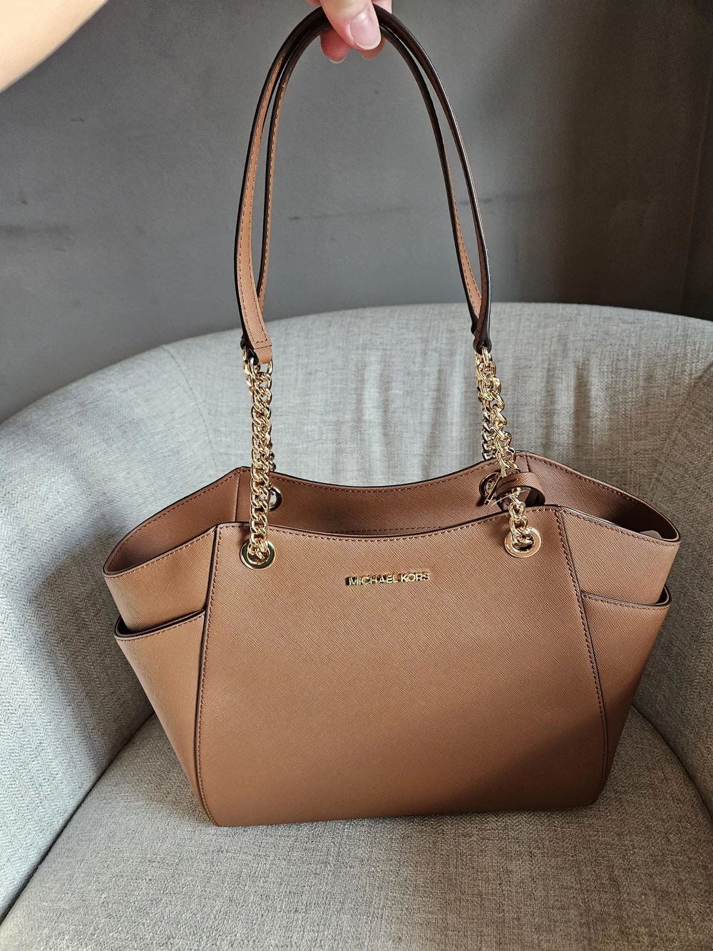 Michael Kors Tan Leather Crossbody Bag - Gold Hardware